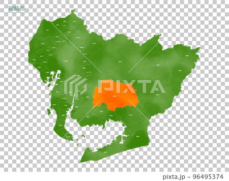 水彩風格的地圖岡崎市 96495374