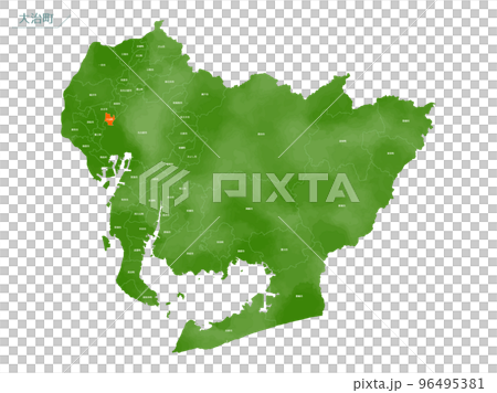 水彩風の地図　大治町 96495381