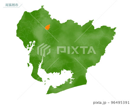 水彩風の地図　尾張旭市 96495391