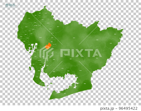 Watercolor-style map Toyoake City 96495422