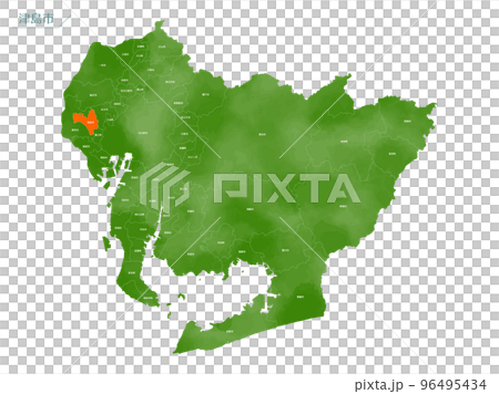 水彩風の地図　津島市 96495434