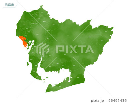 水彩風の地図　弥富市 96495436