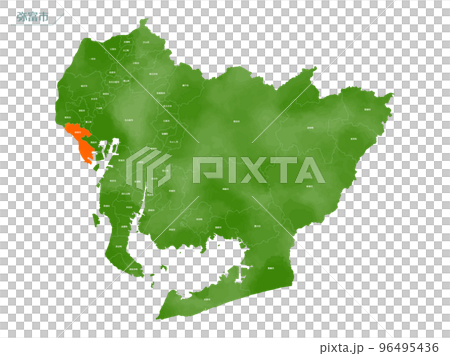 水彩風の地図　弥富市 96495436