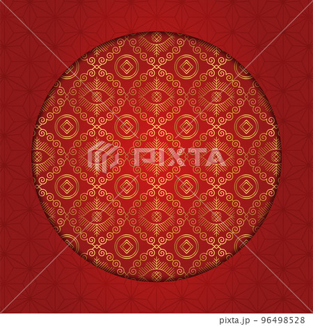 Traditional chinese round pattern frame. Oriental, japanese circle. 96498528