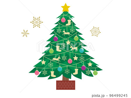クリスマスツリーと雪の結晶のイラスト 96499245