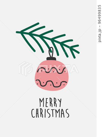 Hand drawn Christmas toy decoration. Simple modern card design, scandinavian 96499835