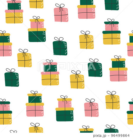 Christmas gift boxes seamless pattern. Creative Scandinavian background Christmas gift boxes seamless pattern. Creative Scandinavian background 96499864