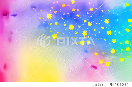 Vector floral watercolor background, wallpaper with beautiful yellow flowers , multicolor, rainbow color, holiday smoke fantasy paint Vector floral watercolor background, wallpaper with beautiful yellow flowers , multicolor, rainbow color, holiday smoke fantasy paint 96501034
