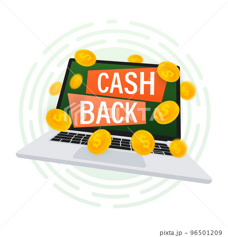 Flat icon with cash back for concept design. Cash back concept in flat style. Vector illustration. Flat icon with cash back for concept design. Cash back concept in flat style. Vector illustration. 96501209