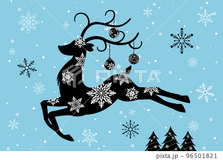 クリスマスの空を走るトナカイ クリスマスの空を走るトナカイ 96501821