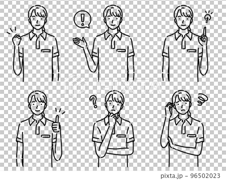 女幫手姿勢套裝（帶圖標）線描 96502023