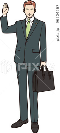 手を上げ挨拶する弁護士 手を上げ挨拶する弁護士 96504567