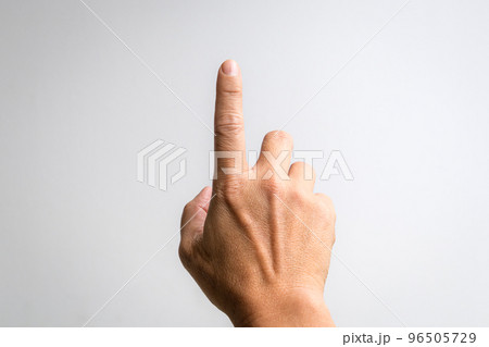 Male hand with index finger pointing up. 96505729