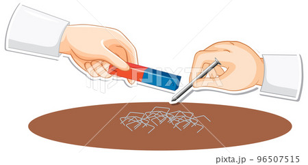 Magnet experiment with staple and nail 96507515