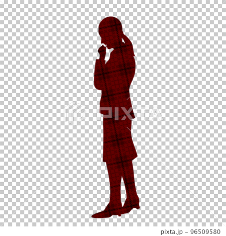 咳き込むビジネスウーマンのシルエットイラスト チェック柄 咳き込むビジネスウーマンのシルエットイラスト チェック柄 96509580