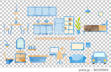 Watercolor touch interior set (blue & beige) 96509969