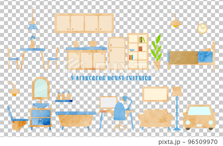 水彩觸感內飾套裝（米色和藍色） 96509970