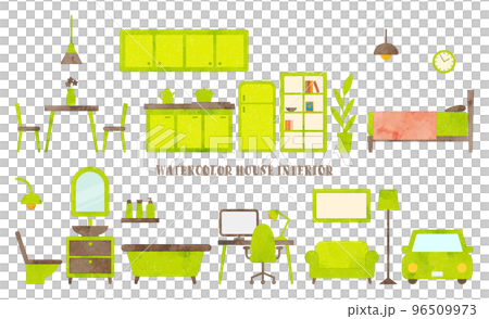Watercolor touch interior set (green & brown) 96509973