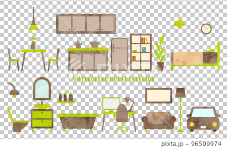 Watercolor touch interior set (brown & green) 96509974