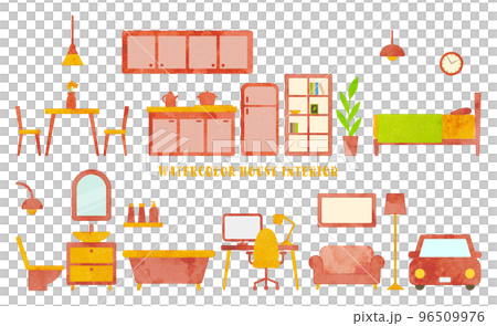 水彩觸感內飾套裝（紅色和橙色） 96509976