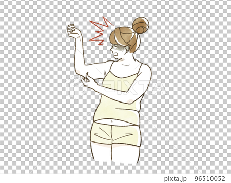 二の腕の贅肉にショックを受けている肥満女性 96510052