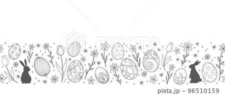 イースターのシームレスなテキストスペース付き背景イラスト イースターのシームレスなテキストスペース付き背景イラスト 96510159