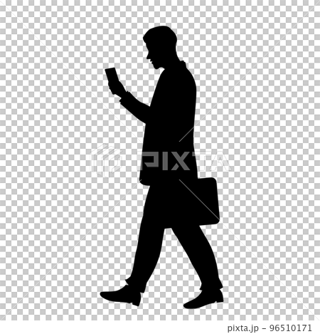歩きスマホのシルエットイラスト 96510171