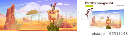 Parallax background sand storm in wild west desert 96511148