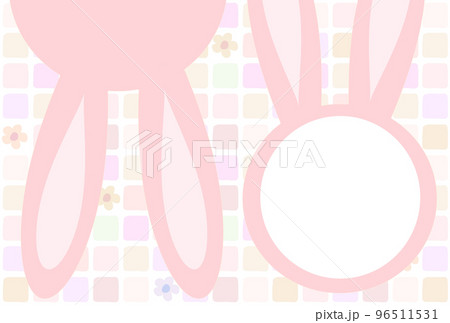 うさぎの顔抜き年賀状フレーム(ピンク系) 96511531