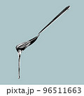 graphic engraving honey spoon. a spoonful of honey. Realistic illustration 96511663