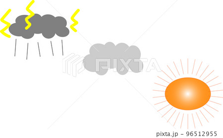 雨雲と雲と太陽のイラスト のイラスト素材