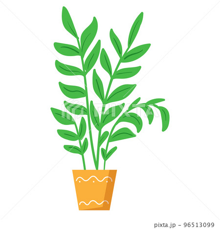 Potted plants collection. Houseplants. Hand drawn vector illustration. Set of vector house indoor plant isolated on white. 96513099