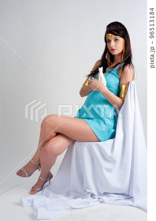 Attractive girl in Ancient Egyptian Cleopatra role 96513184