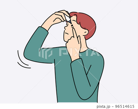 Unhealthy man apply eye drops Unhealthy man apply eye drops 96514615