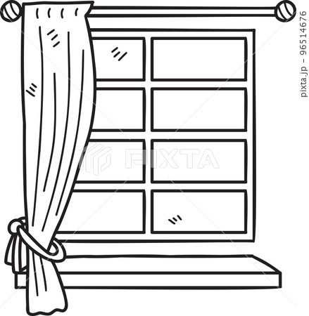 Hand Drawn window with curtains illustrationのイラスト素材 [96514676] - PIXTA