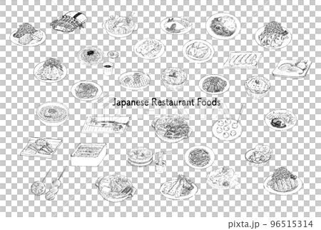 Japanese foods various illustration set Japanese foods various illustration set 96515314