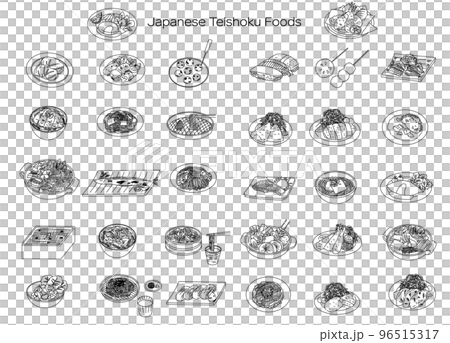 Japanese foods various illustration set 96515317