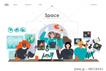 Creative people explore space technology flat vector Creative people explore space technology flat vector 96516441