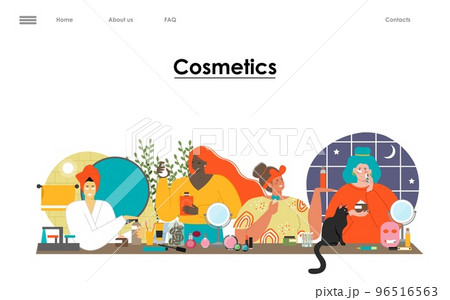 Cosmetics business landing page flat web site Cosmetics business landing page flat web site 96516563