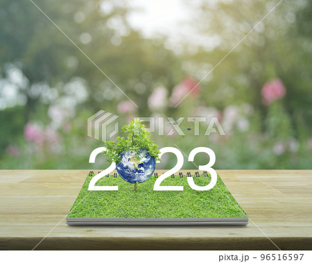 Happy new year 2023 ecological cover, Save the earth concept, Elements of this image furnished by NASA Happy new year 2023 ecological cover, Save the earth concept, Elements of this image furnished by NASA 96516597
