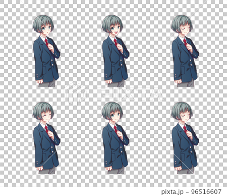 Illustration of an anime-style boy character (facial expression difference set) 96516607