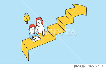 家庭教師・母親と一緒に継続して勉強を頑張る受験生のイラスト 家庭教師・母親と一緒に継続して勉強を頑張る受験生のイラスト 96517404