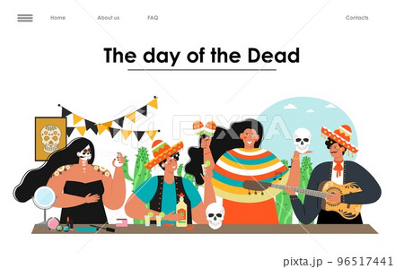 Day of dead website vector landing page design Day of dead website vector landing page design 96517441