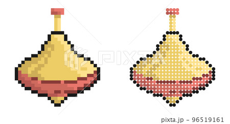 Pixel icon. Children spinning top toy for kindergarten kids. Free time and entertainment for preschooler. Simple retro game vector isolated on white background 96519161