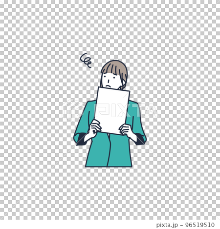 Illustration material of a woman who is difficult to understand even if it is read Illustration material of a woman who is difficult to understand even if it is read 96519510
