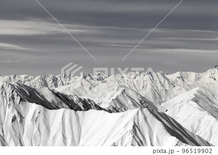 Black and white winter snowy high mountains Black and white winter snowy high mountains 96519902