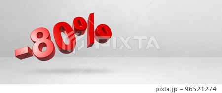 80% off discount offer. 3D illustration isolated on white. Horizontal banner 96521274