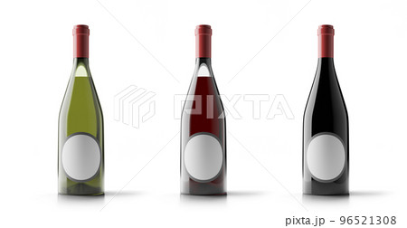 Three wine bottles on white 96521308