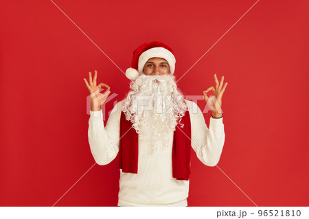 Smiling Man Showing Ok Gesture. Satisfied Guy Making Ok Symbol 96521810