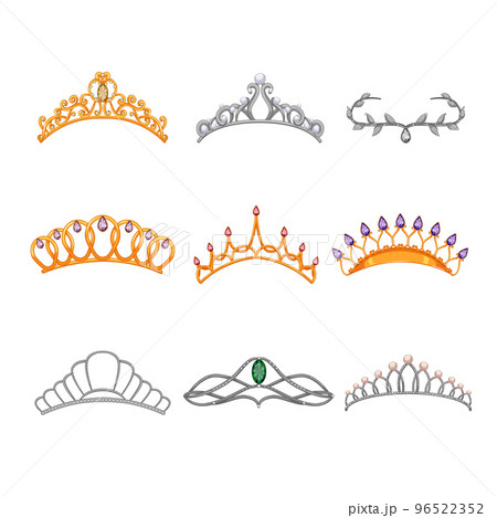 tiara crown set cartoon vector illustration 96522352